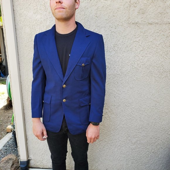 Vintage Other - vintage 1970s bright blue blazer with gold buttons